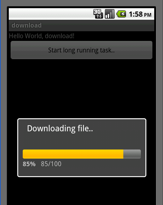 Progress bar and downloading a file sample program in Android