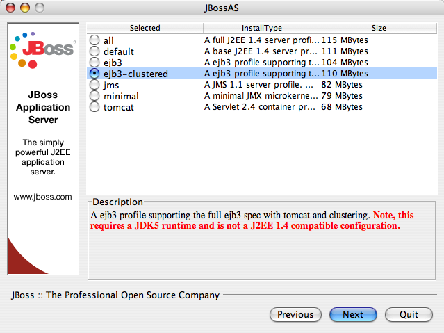 Select the EJB3 modules to install